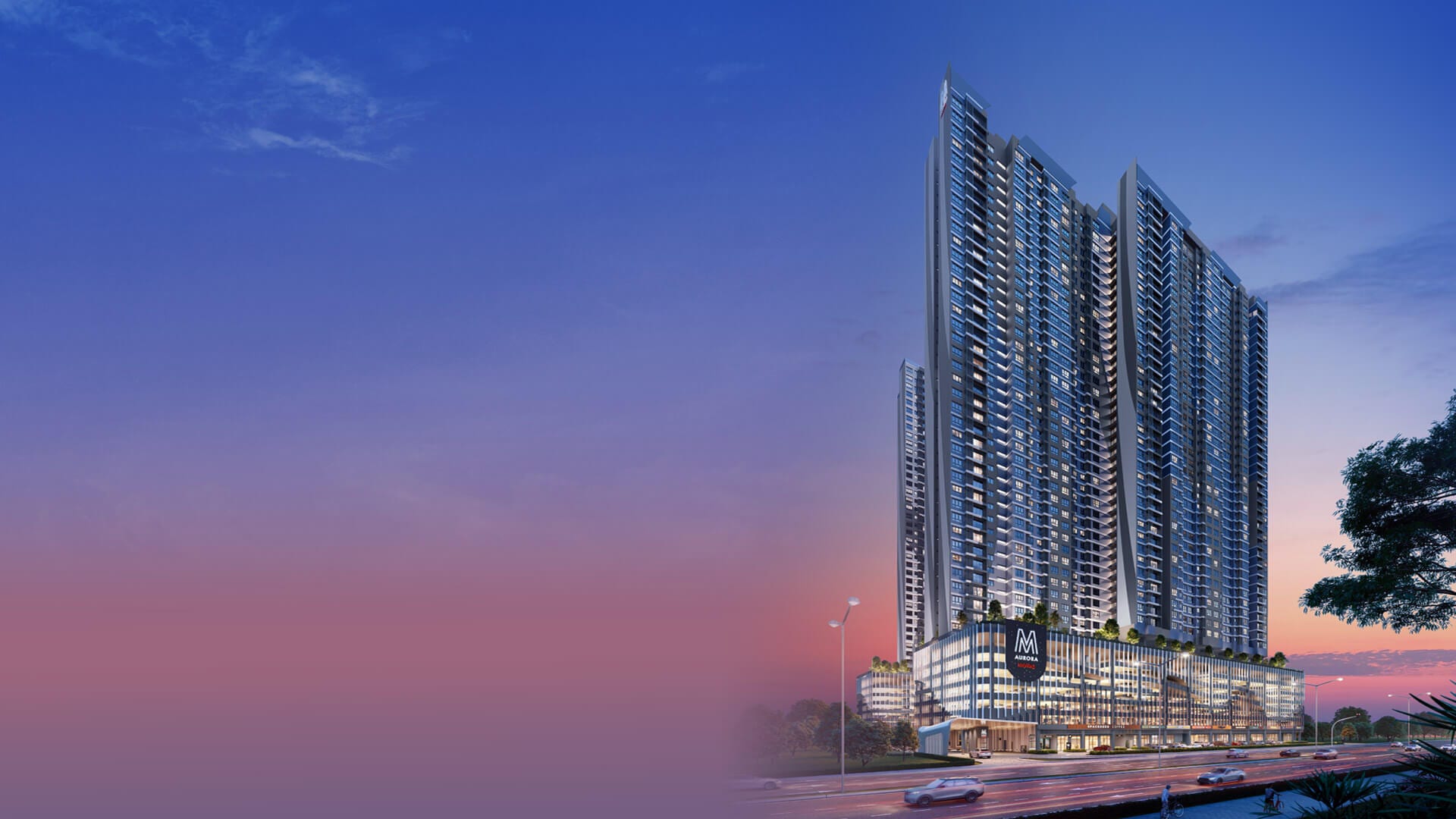 M Aurora @ Old Klang Road — official architectural facade render, two 46-storey freehold towers by Mah Sing Group