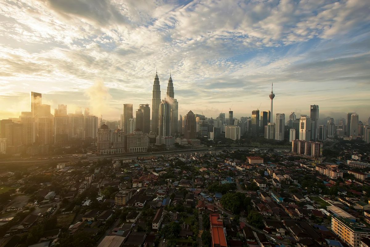 Kuala Lumpur city skyline at sunset