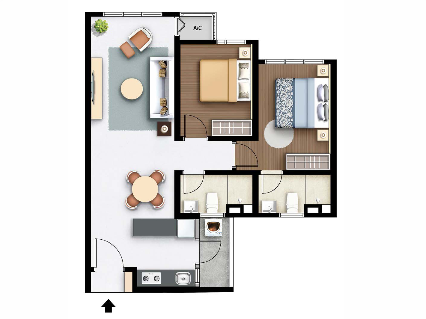 M Aurora Type B 737sf 2-Bedroom Floor Plan Tower B Old Klang Road