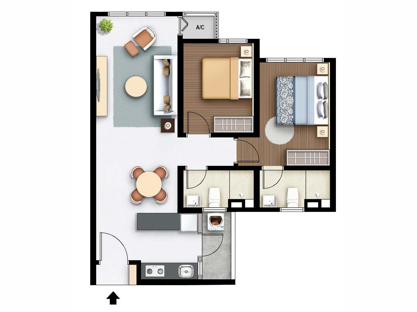 M Aurora Type C 858sf 3-Bedroom Floor Plan Tower A Old Klang Road Balcony